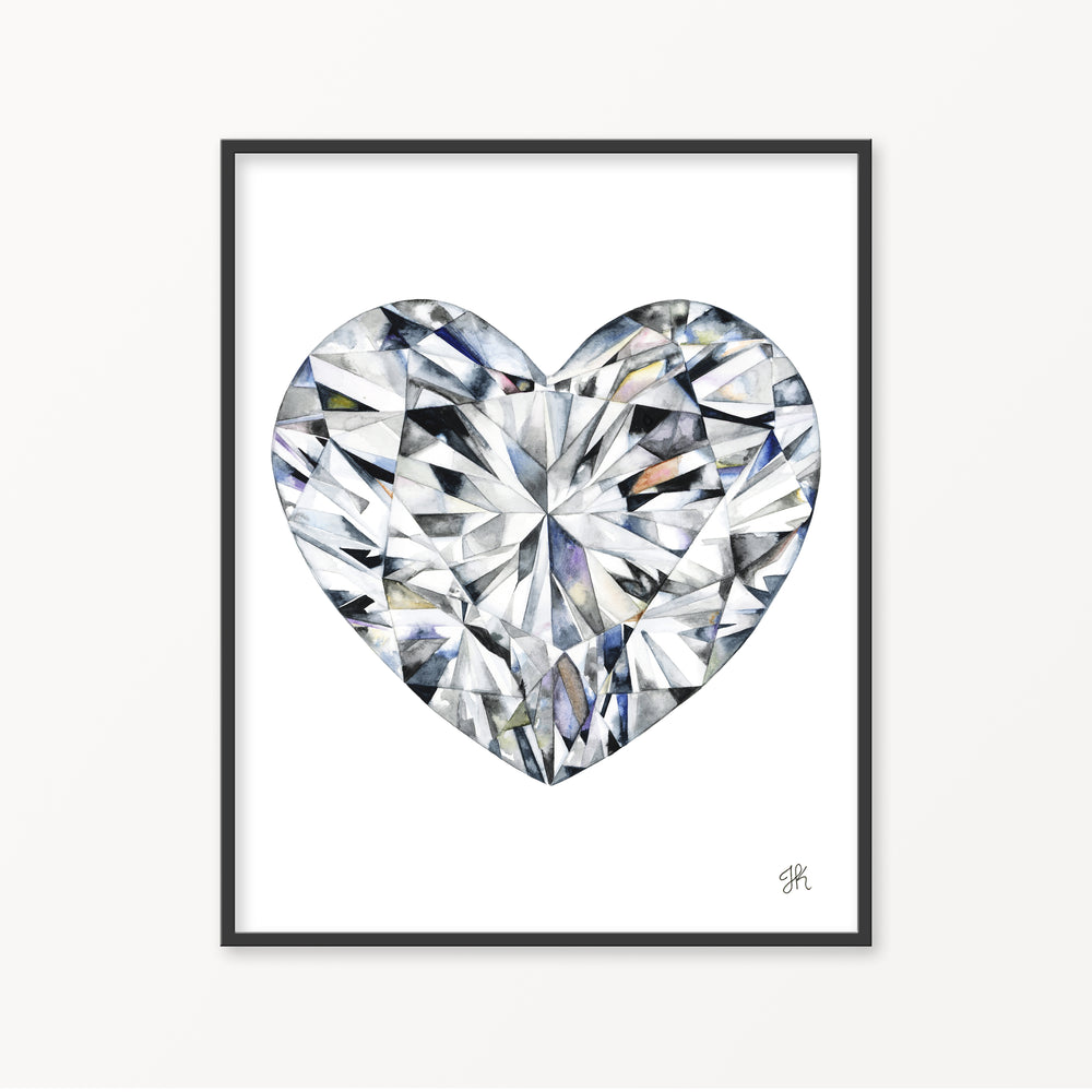 Heart Diamond Watercolor Print