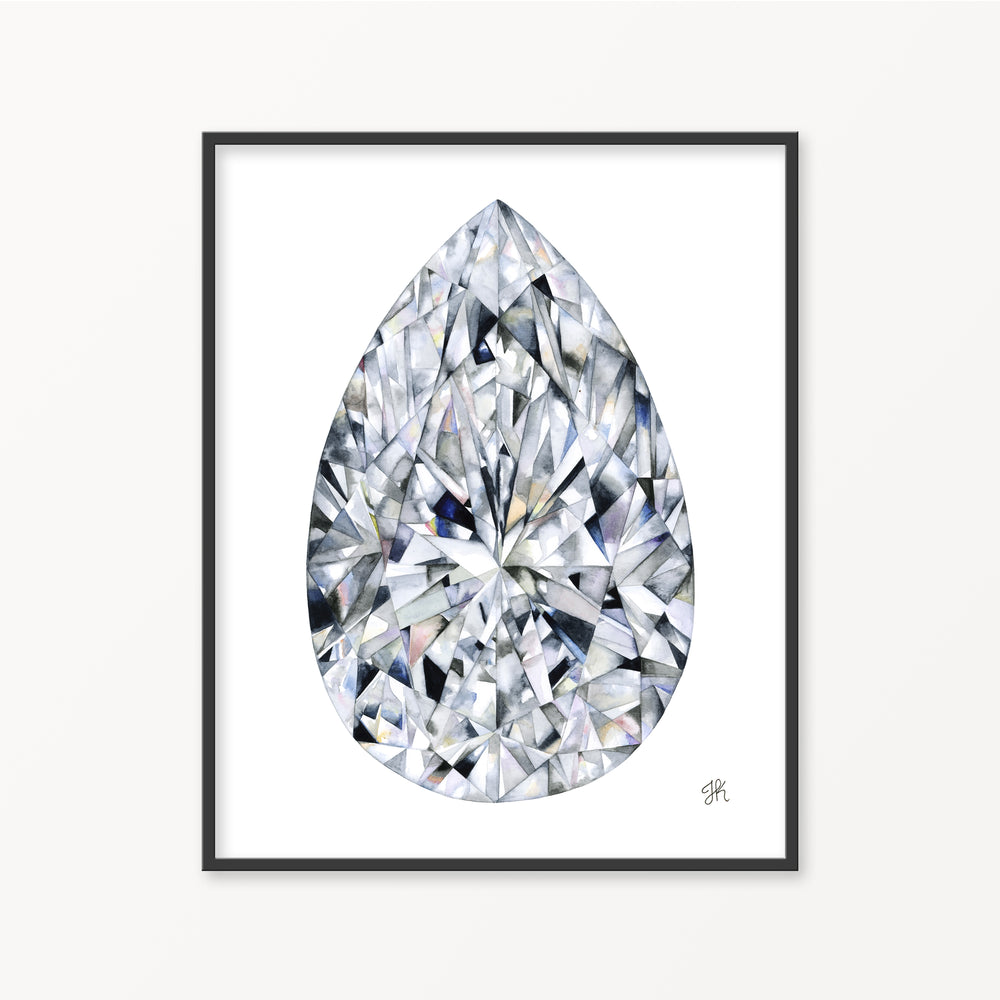 Pear Cut Diamond Watercolor Print