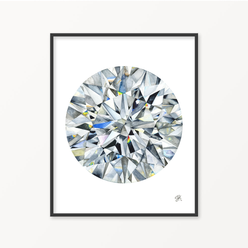 Round Diamond I Watercolor Print